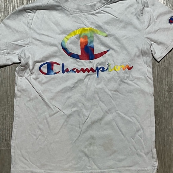 Champion Kids White T-Shirt with Multicolor Logo - Picture 1 of 5